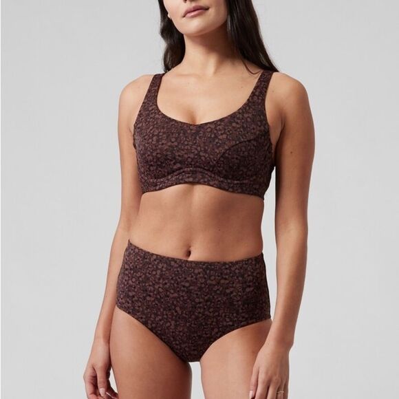 NWOT Athleta Bondi Bra Cup Bikini Top in Floral Camo Decadent Chocolate 32B/C - Picture 2 of 10